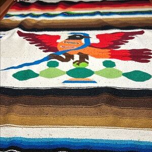 Colorful Southwestern Blanket with Bird Design